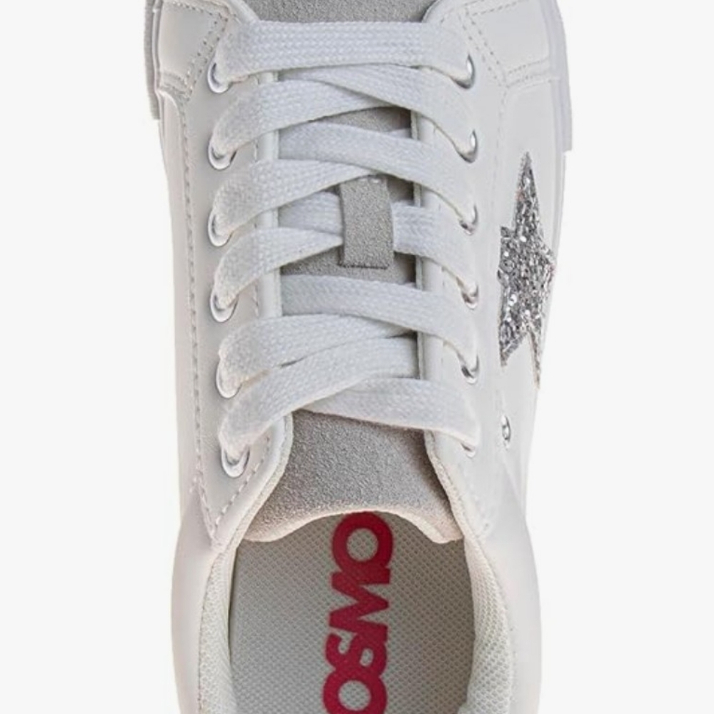 Josmo White Sneakers with Silver Glitter Star